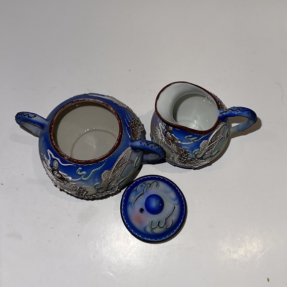 Vintage Japanese Moriage Dragon Sugar & Cream Set - Picture 7 of 8